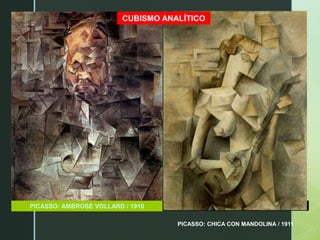 z
PICASSO: CHICA CON MANDOLINA / 1911
CUBISMO ANALÍTICO
PICASSO: AMBROSE VOLLARD / 1910
 