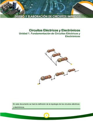 1
Circuitos Eléctricos y Electrónicos
Unidad 1. Fundamentación de Circuitos Eléctricos y
Electrónicos
En este documento se hará la definición de la topología de los circuitos eléctricos
y electrónicos.
 