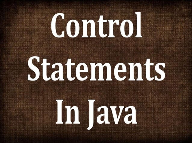 Control structures in java | PPT
