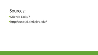 Sources:
Science Links 7
http://undsci.berkeley.edu/
 