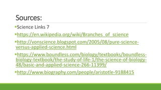 Unit 1, Lesson 1.2 - Branches of Science | PPTX