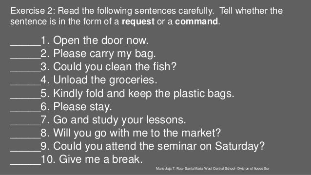 example request 5 sentence command of and and Command Request example request 5 sentence command of and and Command Request