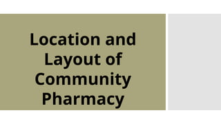 Location and
Layout of
Community
Pharmacy
 