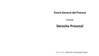 Docente:
Unidad:
Teoría General del Proceso
Derecho Procesal
Martín Colchado Ruíz
 