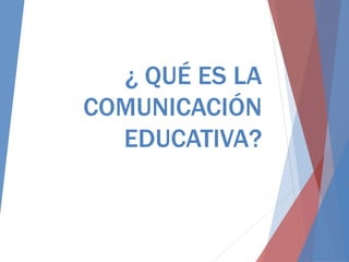 ¿ QUÉ ES LA
COMUNICACIÓN
EDUCATIVA?
 