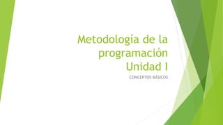 Metodología de la
programación
Unidad I
CONCEPTOS BÁSICOS
 