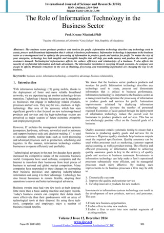 The Role of Information Technology in the Business Sector | PDF