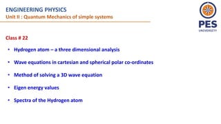 Quantum Mechanics and 3D Analysis of the Hydrogen Atom | PDF