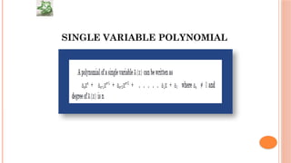 SINGLE VARIABLE POLYNOMIAL
 