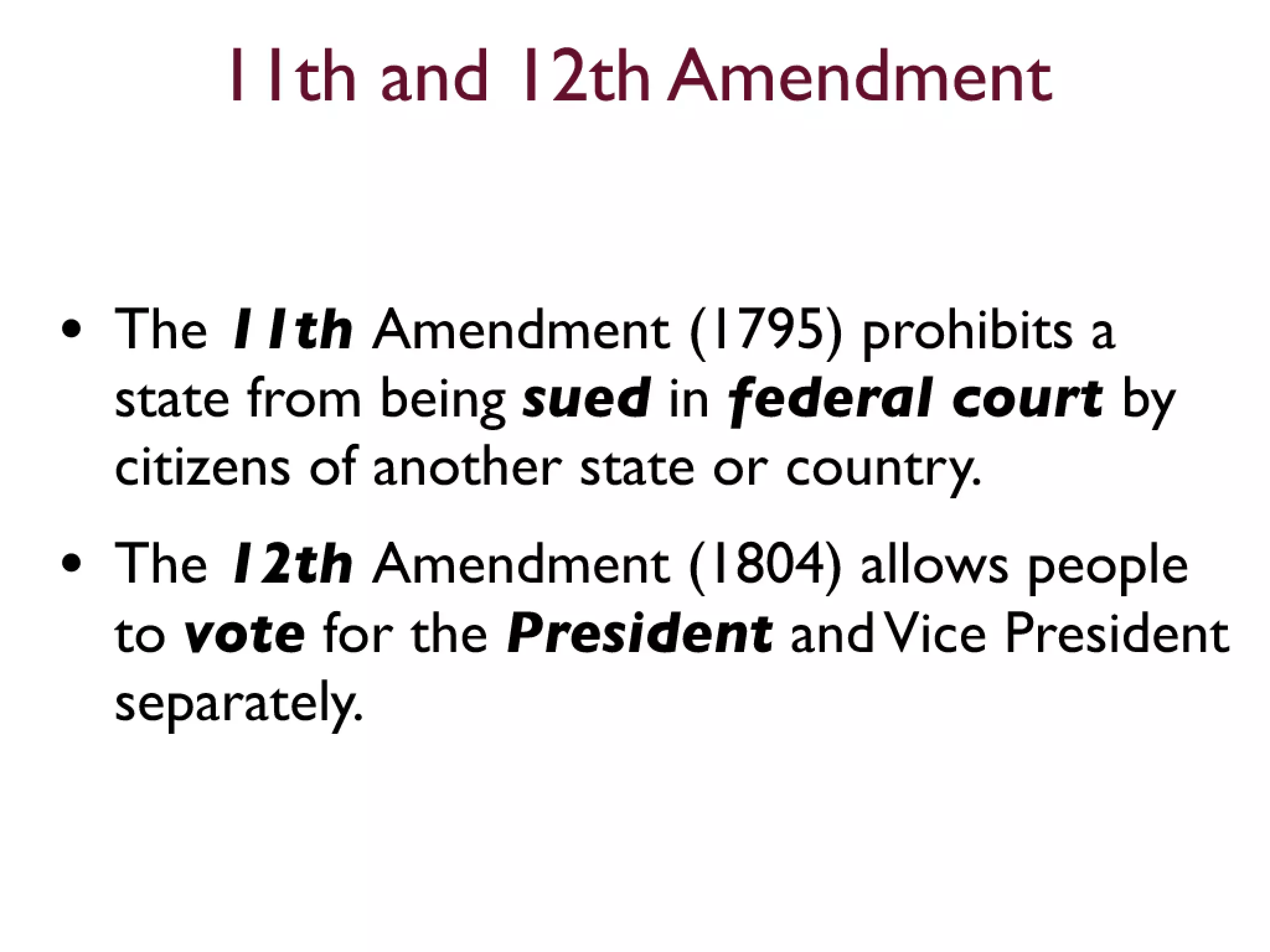 11th to 21st Amendments