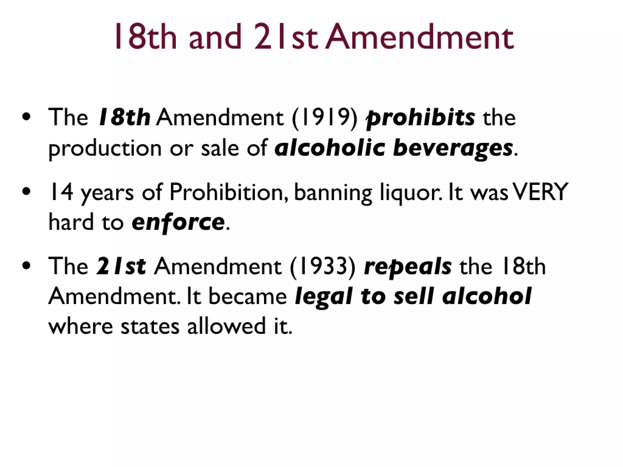 11th to 21st Amendments