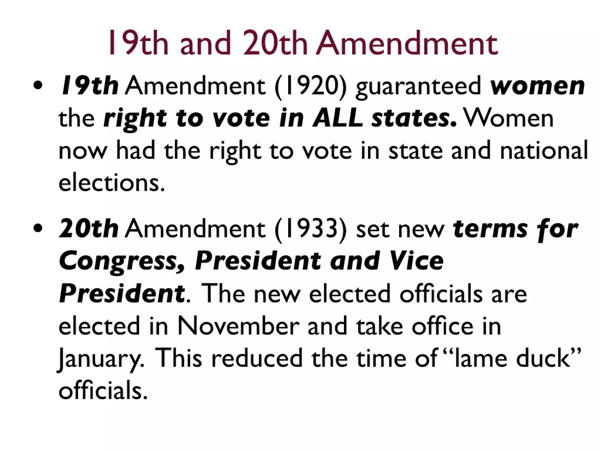 11th to 21st Amendments