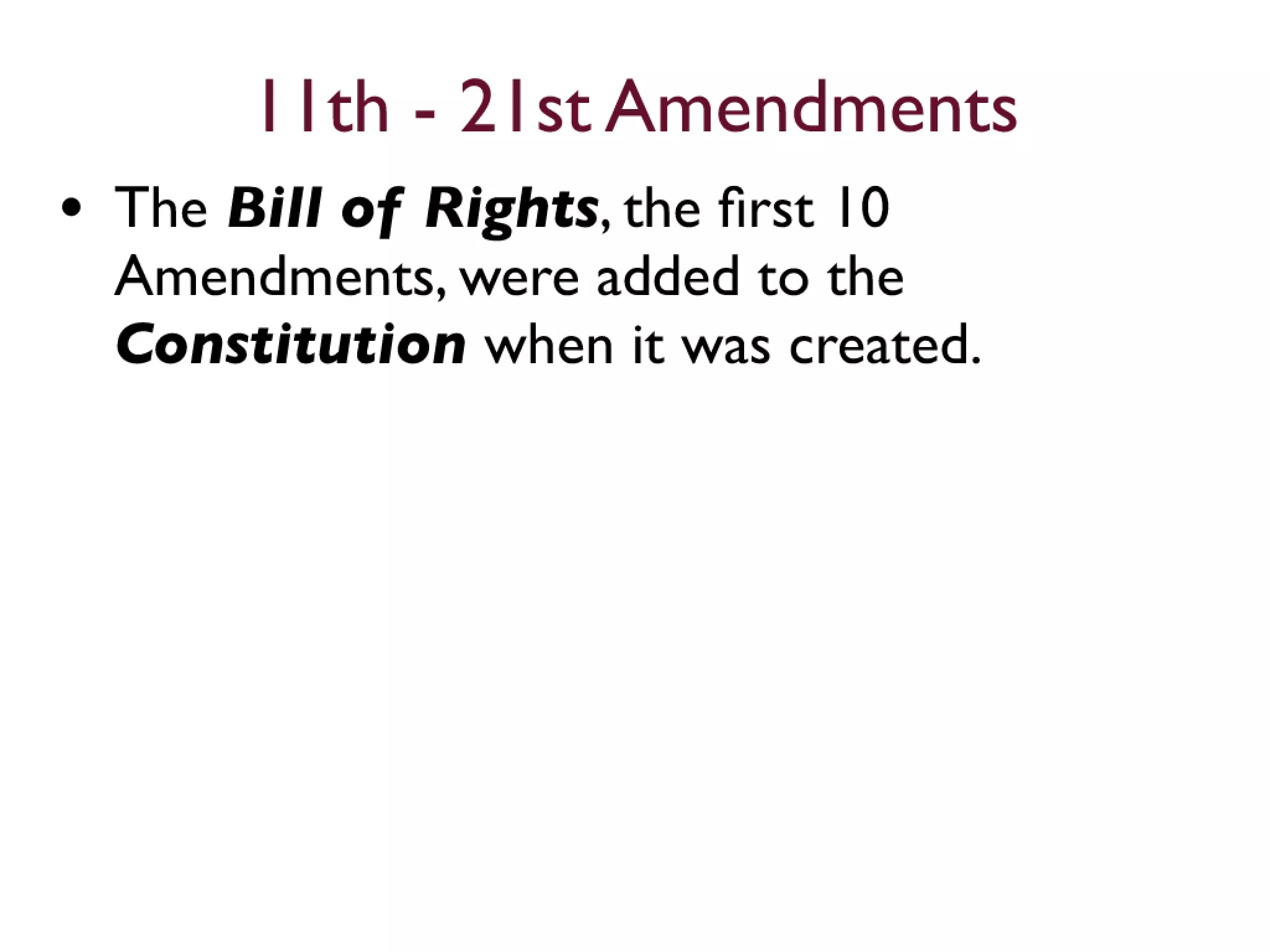 11th to 21st Amendments
