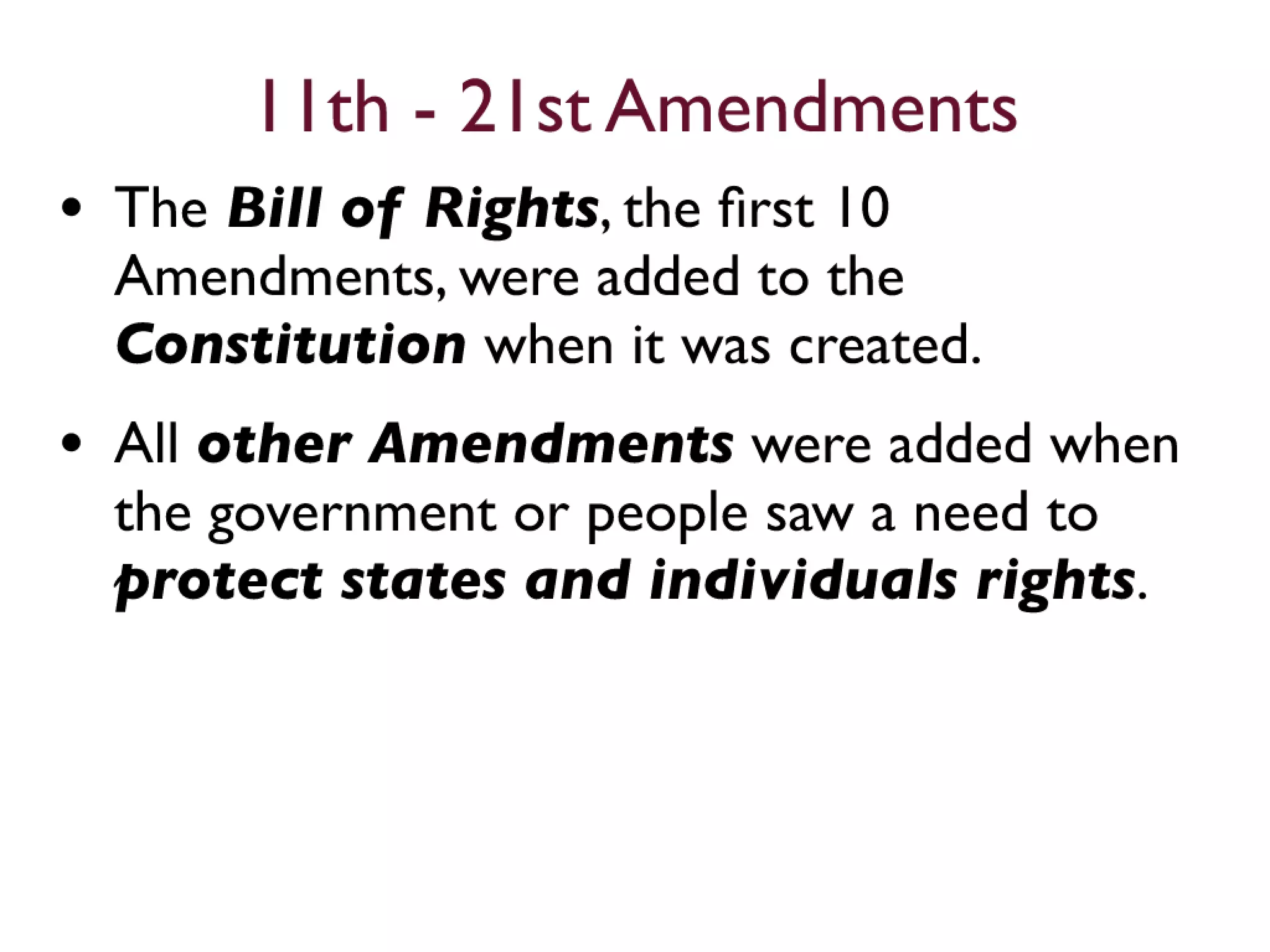11th to 21st Amendments