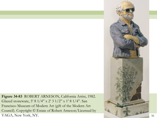 Figure 34-83 ROBERT ARNESON, California Artist, 1982.
Glazed stoneware, 5’ 8 1/4” x 2’ 3 1/2” x 1’ 8 1/4”. San
Francisco Museum of Modern Art (gift of the Modern Art
Council). Copyright © Estate of Robert Arneson/Licensed by
VAGA, New York, NY.                                          56
 