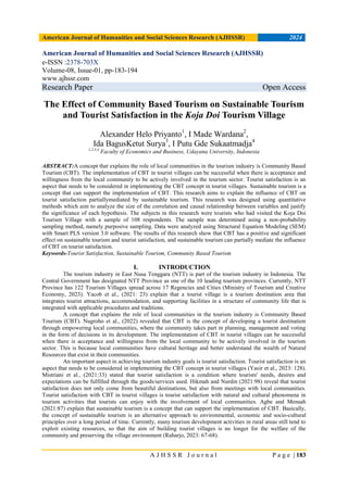The Effect of Community Based Tourism on Sustainable Tourism and ...
