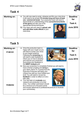 U26   chatshow btec assignment brief