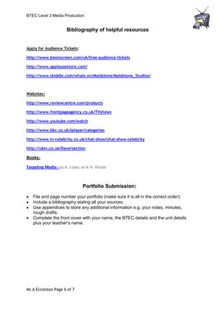 U26   chatshow btec assignment brief