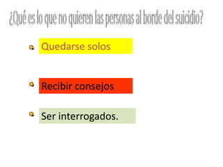 Quedarse solos
Recibir consejos
Ser interrogados.
 