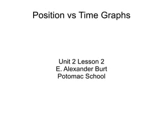 Position vs Time Graphs Unit 2 Lesson 2 E. Alexander Burt Potomac School 
