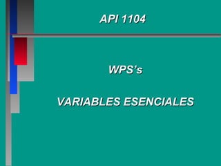 API 1104API 1104
WPS’sWPS’s
VARIABLES ESENCIALESVARIABLES ESENCIALES
 