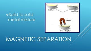 MAGNETIC SEPARATION
Solid to solid
metal mixture
 
