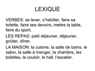 Table Lexique Rythmes de vie | ODP
