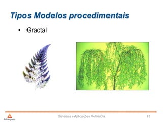 Tipos Modelos procedimentais
• Gractal
Sistemas e Aplicações Multimídia 43
 
