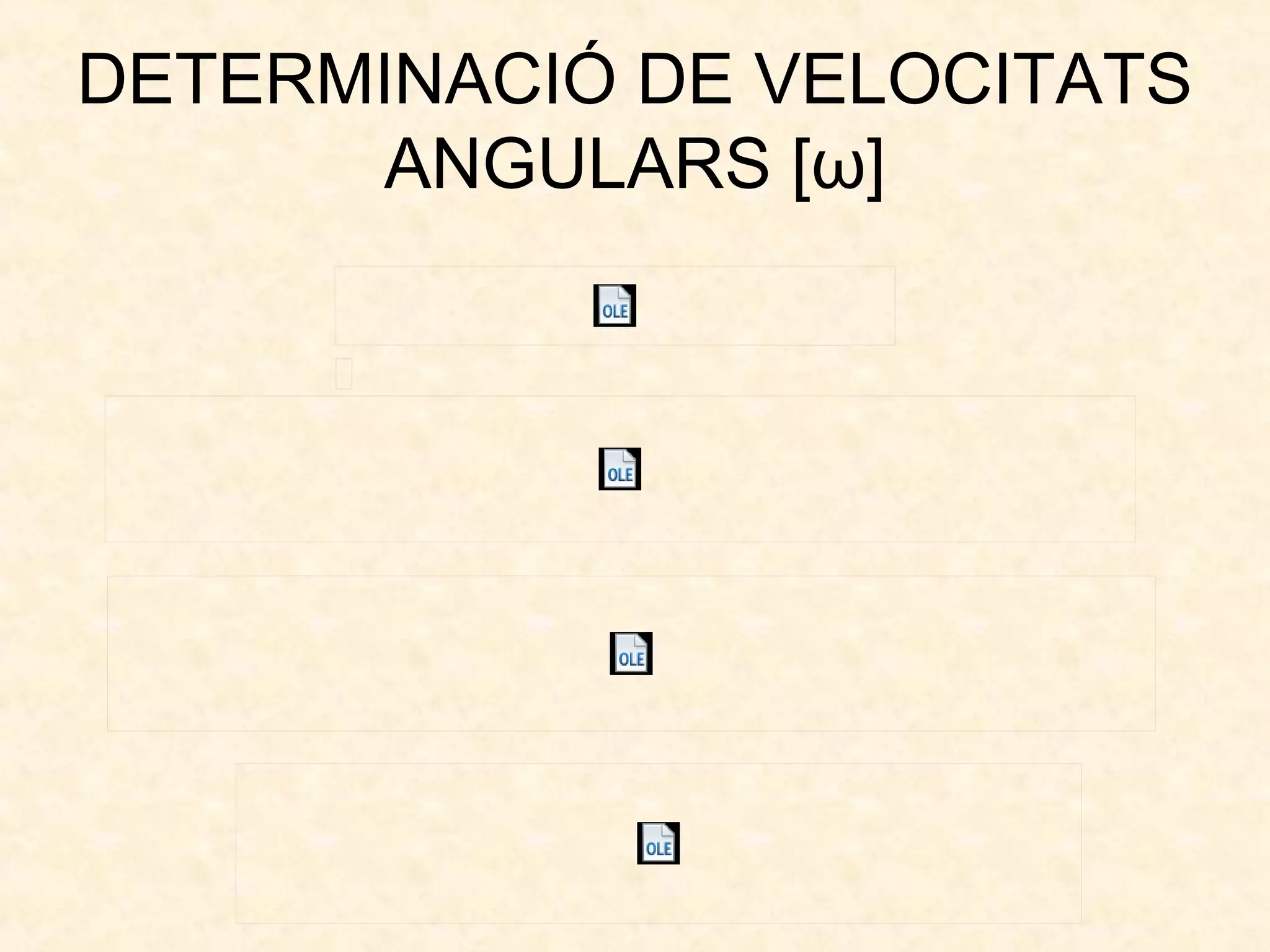 DETERMINACIÓ DE VELOCITATS
ANGULARS [ω]
 