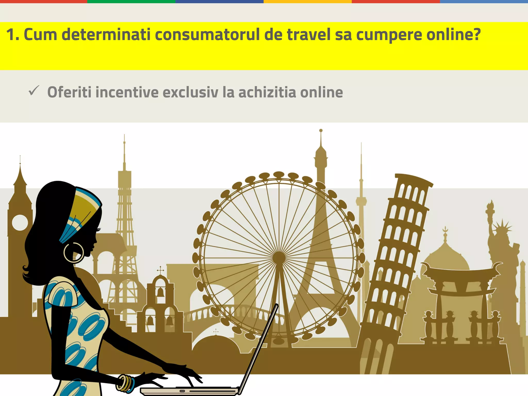 ü Oferiti incentive exclusiv la achizitia online
1. Cum determinati consumatorul de travel sa cumpere online?
 
