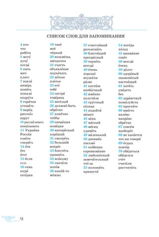 172
4 кто
что
робота
5 могу
хочу
когда
6 пять
мяч
класс
7 взяла
январь
понять
поняла
подруга
8 горячая
угощать
9 народ
рассказ
вдруг
10 рассказывать
показывать
11 Украина
Россия
извини
говорить
14 эти
это
этот
15 если
есть
16 семь
вчера
сегодня
19 твоё
моё
чёрный
20 возьмёшь
звёздочка
21 съесть
объявление
подъехать
22 ночью
платье
23 его
тебе
24 сестра
товарищ
25 весёлый
26 должно быть
обратно
27 конечно
чтобы
29 операция
позиция
30 интересный
хороший
31 смотреть
32 большой
вопрос
33 блестеть
сровнять
34 всякому
35 сначала
потом
36 какой-то
можно
37 счастливый
разъяснить
38 блестящий
прекрасный
39 терпеть
всегда
40 очень
хорошо
неужели
разве
41 костюм
необычный
42 именно
получила
43 грустный
солнце
44 подойти
может
45 заяц
47 мягкий
48 месяц
удивить
49 маленький
50 дневник
письмо
51 особенно
соревнование
52 любопытный
замечательный
что за
53 положить
принести
54 погода
холод
55 внимание
совет
58 всегда
очень
59 долго
60 здоровый
знаменитый
настоящий
61 хотеть
увидеть
без
63 здравствуй
пожалуйста
65 простите
66 вместо
налево
направо
обратно
67 совсем
наоборот
68 не касается
что ни говори
69 отдых
повтор
70 обидеться
обиделся
счёт
считали
рассчитать
СПИ­СОК СЛОВ ДЛЯ ЗА­ПО­МИ­НА­НИЯ
 