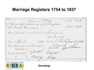 Marriage Registers 1754 to 1837 
