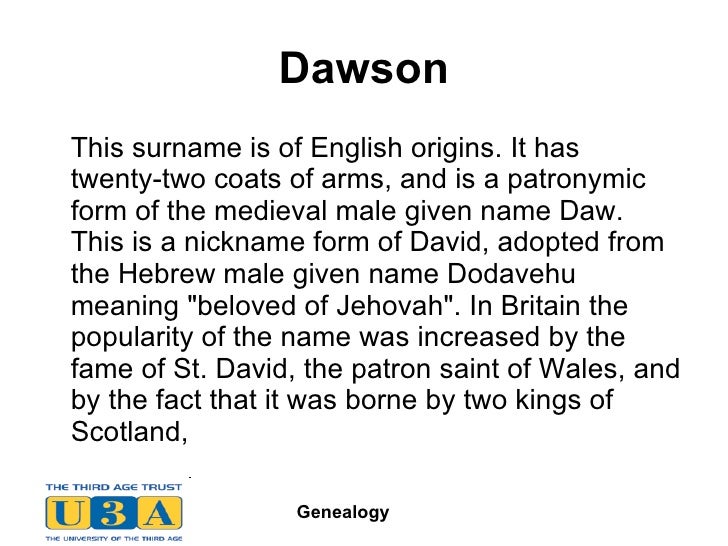 UK surnames and their origins
