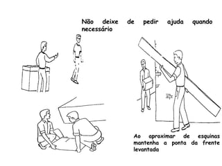 Ao aproximar de esquinas
mantenha a ponta da frente
levantada
Não deixe de pedir ajuda quando
necessário
 