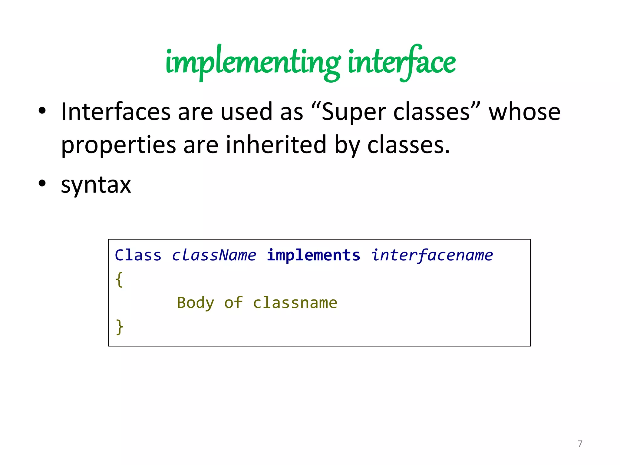 java interface and packages