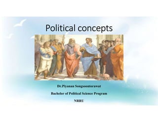 Political concepts
Asst.prof.Katawut Phonkhot,Ph.D
Dr.Piyanan Songsoontorawat
Bachelor of Political Science Program
NRRU
 