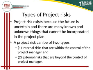 types of financial risks in project management project... U3_Project Risk Management.pptx Estimation and Budget planning of Cost ...