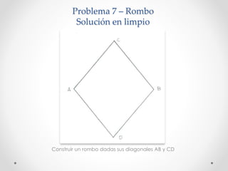 Problema 7 – Rombo
Solución en limpio
Construir un rombo dadas sus diagonales AB y CD
 