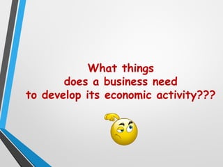 What things
does a business need
to develop its economic activity???
 