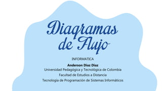 INFORMATICA
Anderson Diaz Diaz
Universidad Pedagógica y Tecnológica de Colombia
Facultad de Estudios a Distancia
Tecnología de Programación de Sistemas Informáticos
 