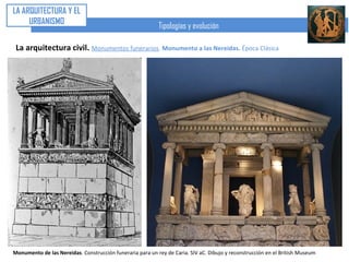 LA ARQUITECTURA Y EL
     URBANISMO
                                                   Tipologías y evolución

La arquitectura civil. Los edificios de “espectáculos”: Estadio de Afrodisias. Época
Helenística




 Estadio de Afrodisias. (Turquía) Siglos II-I aC
 