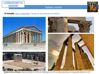 LA ARQUITECTURA Y EL
     URBANISMO
                                                                                                           Tipologías y evolución

              El templo. Época                                                 Helenística. Templo de Apolo en Dídima
Templo de Apolo. Dídima (Turquía). 330ac- S.II aC. Inacabado. Vista general.
 