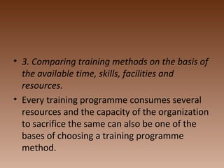 Training Method Comparison Training Methods, Techniques & Pedagogy, Training aids & Tools ...