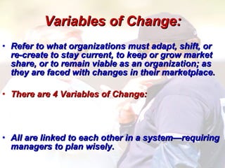 Variable Change Defini Unit 4: Managing Change Notes | PPT