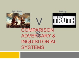 COMPARISON
ADVERSARY &
INQUISITORIAL
SYSTEMS
V
s
Epic Battle Seeking
truth
 