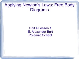 Applying Newton's Laws: Free Body Diagrams Unit 4 Lesson 1 E. Alexander Burt Potomac School 