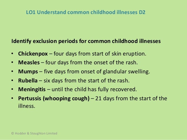 Common Childhood Illnesses Chart