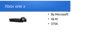Xbox one x
●
By Microsoft
●
46 M
●
375€
 