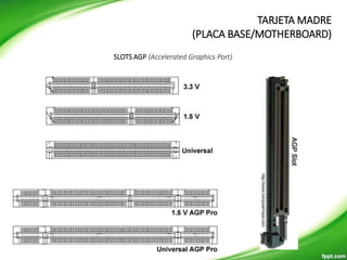 SLOTS AGP (Accelerated Graphics Port)
TARJETA MADRE
(PLACA BASE/MOTHERBOARD)
 