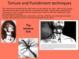 ACTIVITY 7: Copy these questions into
your notebooks. Answer them as we go.
CRUSADES
a) Why did the Pope want to organise the Crusades?
b) What is a crusader? What benefits did they receive?
c) Were crusades finally successful?
INQUISITION
a) Define:
• Inquisition
• Heretics
a) When was the Inquisition?
c) Give two examples of torture/punishment techniques.
 